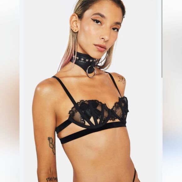 NWT Thistle and Spire Sidney Open Cup Bra Black 32DD - Picture 11 of 14